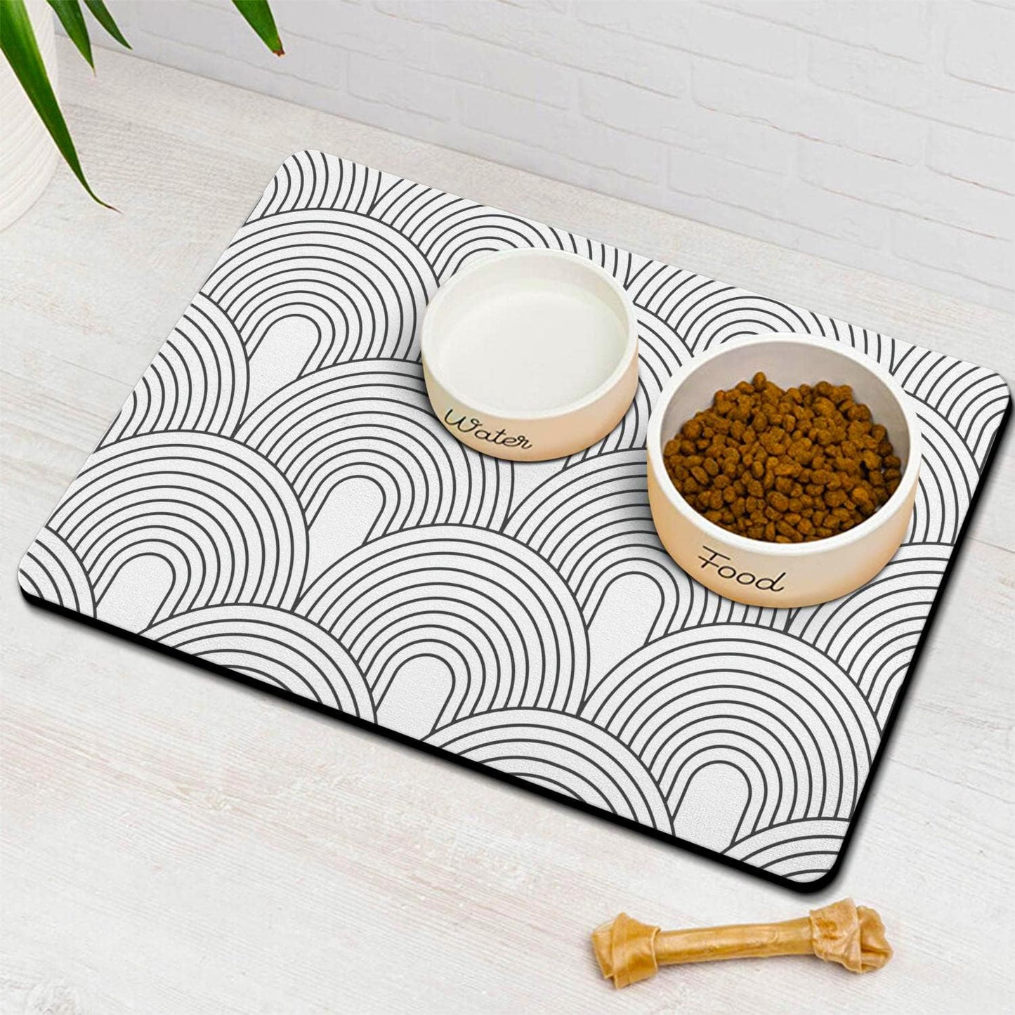 Dog Food Mats for Floors Absorbent, Pet Cat Food Mat - Quick Dry Dog Bowl Mats for Food and Water, Eco-Friendly Boho Pet Supplies 12" x 20"