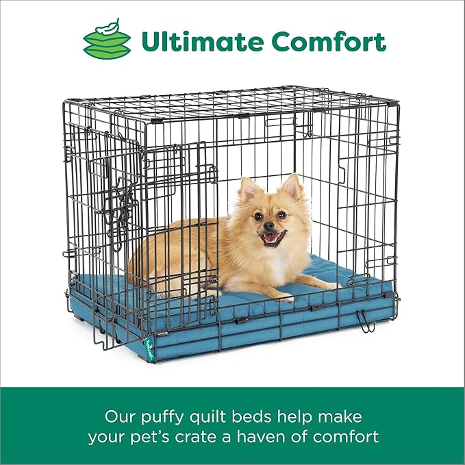 Furhaven Orthopedic Dog Bed – Puffy Quilted Foam Mattress with Removable Washable Cover, Soft & Supportive for Kennels & Crates - X-Large, Lagoon
