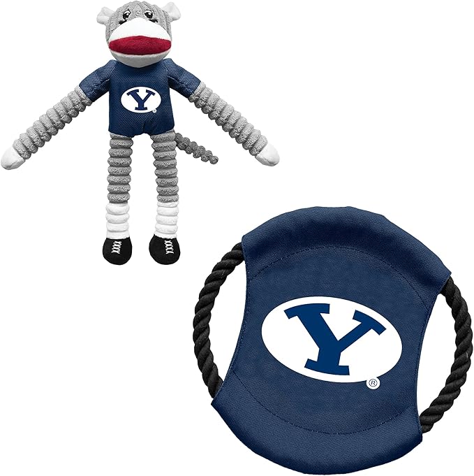 Littlearth NCAA Unisex NCAA Sock Monkey and Flying Disc Pet Toy Combo Set