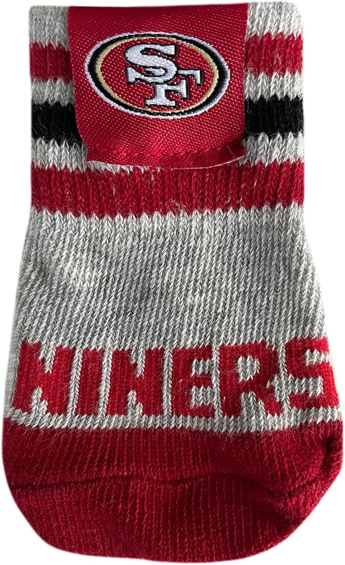 NFL SAN Francisco 49ERS Anti Slip Dog Socks with Elastic Ribbed Top, Size Medium/Large. Indoor/Outdoor Socks, Best Dog Paw Protector, 2 Pairs, Cool Puppy Supplies with NFL Logo of 49ERS Team
