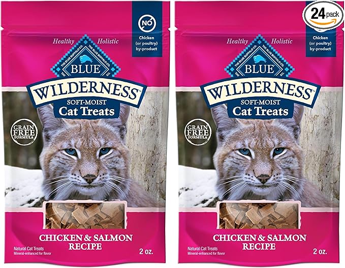 Blue Buffalo Wilderness Grain Free Soft-Moist Chicken & Salmon Cat Treats,2-oz. Bag,(Pack of 2)