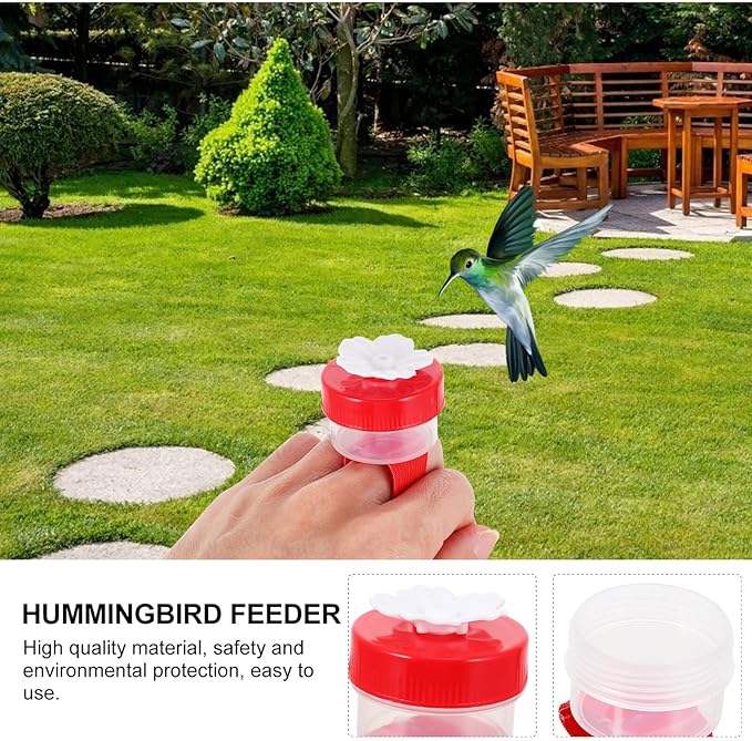 Handheld Hummingbird Feeder Plastic Bird Feeder with Replacement Flower Feeding Ports for Outdoor Garden Patio Backyard Birding Supplies Color Style
