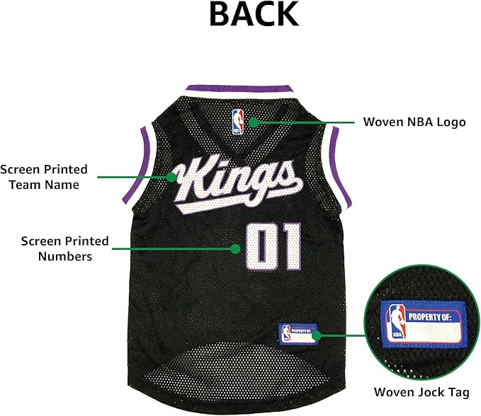 Pets First NBA Sacramento Kings Mesh Dog Jersey, Small