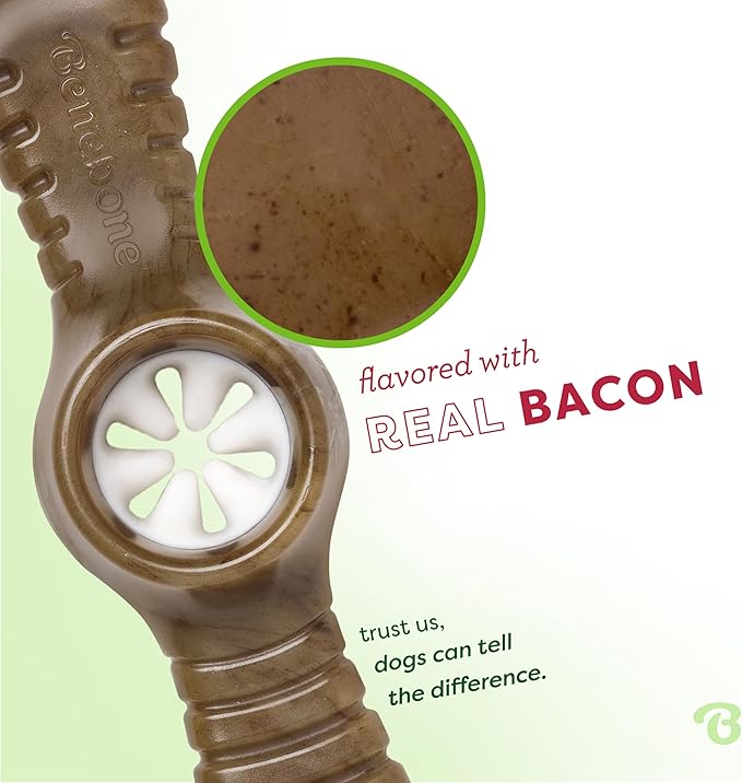 Benebone Pawplexer Interactive Treat Dispensing Tough Dog Puzzle Chew Toy, Made in USA, Large, Real Bacon Flavor