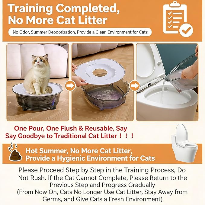 Cat Toilet Training Kit Portable Litter Box Flushable Design Odor Control Anti-Splash Large Thickened PP Material, 15.75 x 14.37 x 4.92 Inch (Pink)