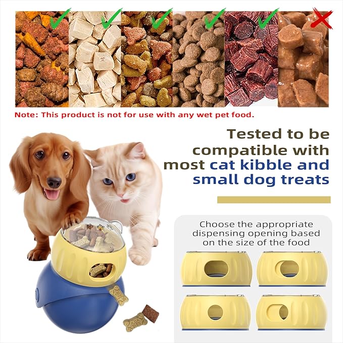 Interactive Cat Toys - Adjustable Food Dispenser | Fun Sliding & Rolling | Enrichment Portion-Control Slow Feeder for Kittens & Adult Cats