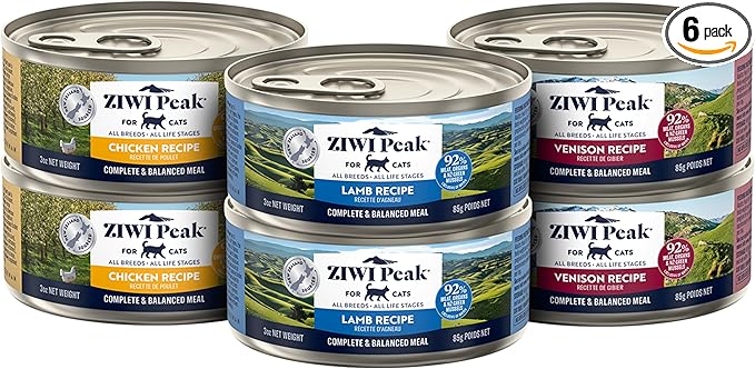 ZIWI Peak Wet Cat Food Variety Pack - Venison, Chicken, and Lamb, 6 Pack (3oz Each)
