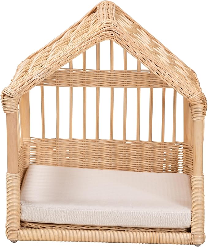 bali & pari Pieta Modern Bohemian Natural Rattan Pet Bed