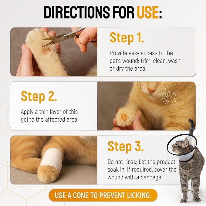 Hot Spot Treatment for Dogs & Cats – No Antibiotic Wound Ointment for Dogs – Scratches & Irritations – Honey Wound Repair Gel for Horses – Colloidal Silver – 2-Oz Tube