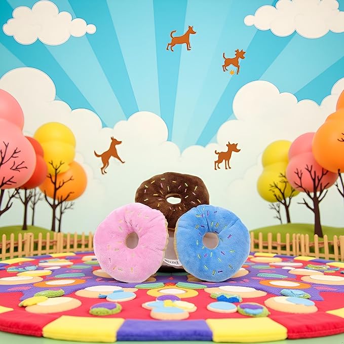 3 Pcs Colorful Pet Toy Donut-Shape Squeaky Squeaker Puppy Dog Pet Cat Kitten Sound Chews Toy Random Color Sturdy and Practical Simple and Sophisticated Design