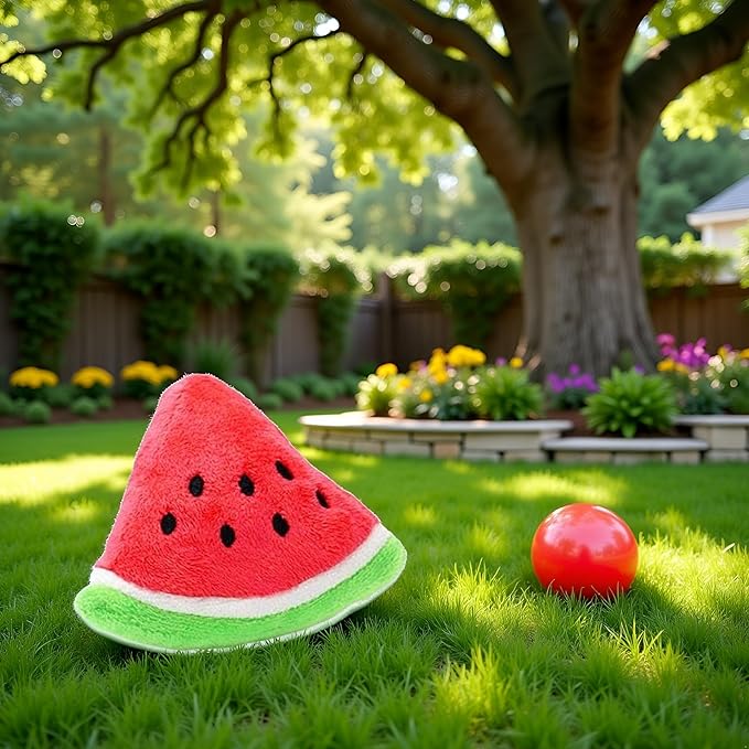BWESOO 1Pc Red Pet Toy Chew Squeaker Squeaky Plush Cotton Triangle Ball Watermelon Sound Toys Puppies Small Dogs Useful and Deft, Dog Squeak Toys, Tiny Puppy Toys