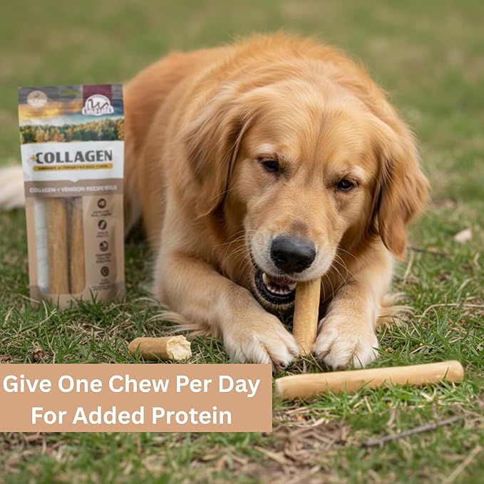 Wild Eats Venison Flavor Collagen Retriever Style Cheek Rolls 10" Dog Chews-3 Pack (Long Lasting Dog Chews Treats & Bones for Medium Dogs) Substitute for Pig Ears for Dogs