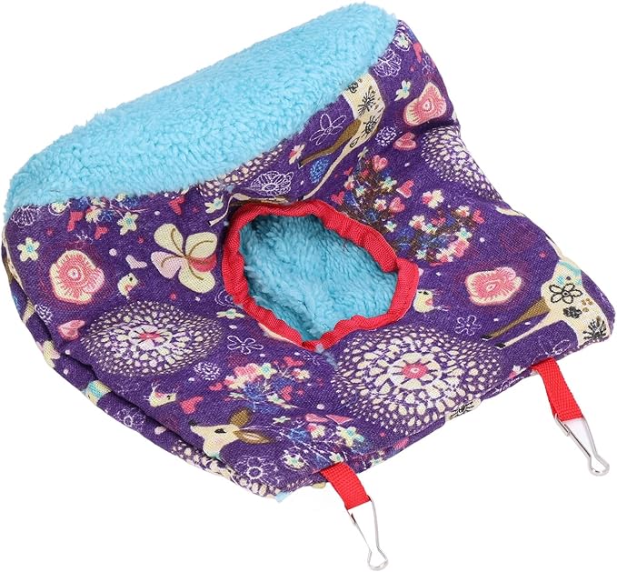 Warm Bird Hammock Soft Plush Foldable Hanging for Parrots Parakeets, Easy to Bird Cage Accessory with Hook Design, Multi Functional Pet Bird Toy Sleeping Place
