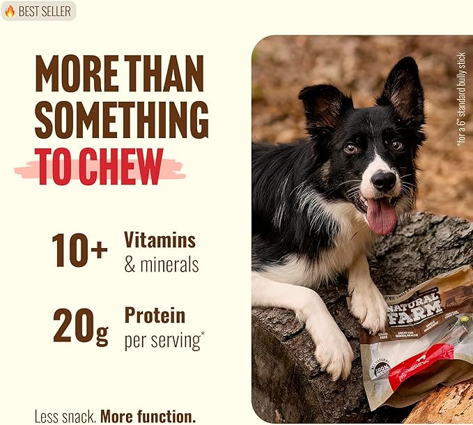 Natural Farm Peanut Butter Flavor Collagen Sticks for Dogs (12 Inch, 5 Pack), Long-Lasting Beef Collagen Sticks, Rawhide Alternative Chews with Chondroitin & Glucosamine, Low-Fat Dental Treats