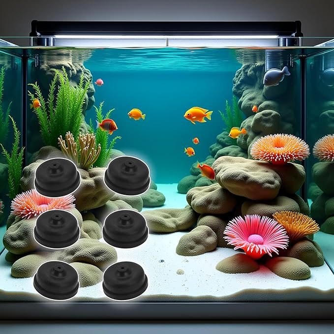 6Pcs Black Aquarium Diaphragm Air Pump Accessories EPDM Rubber Oxygen Pump Replacement Parts for Aquariums Fishing Oxygen Pump Aquarium Diaphragm Silicone Cup Parts Reolacements Fish and Aquatic Pets