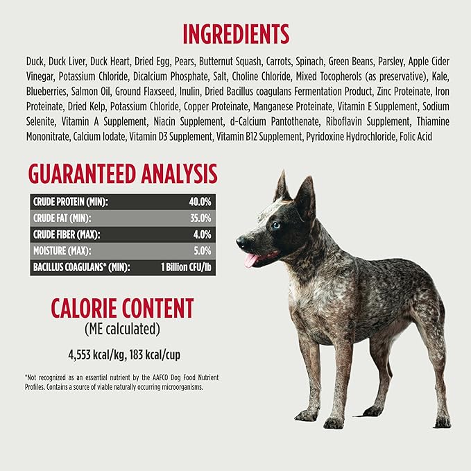 Nulo Freeze-Dried Raw Duck Recipe with Pears Complete and Balanced Dry Dog Food Kibble, 18 Ounce Bag