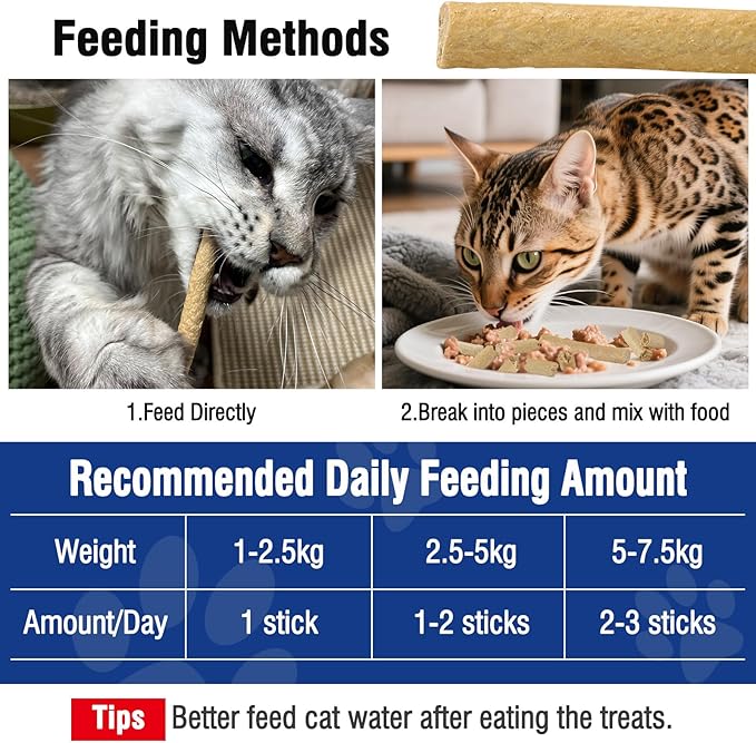 30g Freezed Dried Cat Chew Stick Chicken Flavor, Cat Dental Treats for Freshens Breath and Reduce Tartar, Feline Teething Sticks Cats Treats Snack