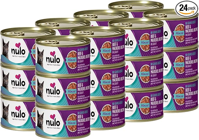 Nulo Beef & Mackerel Grain-Free Minced Wet Canned Cat Food, 3 Ounce (Pack of 24)