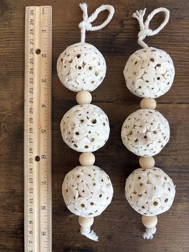 Shred and Destroy Bird Toy for Small Birds - Budgies, Lovebirds - Natural Sola Ball Hanging Chew Toy - 2 Pack - Boredom Buster Cage Toy