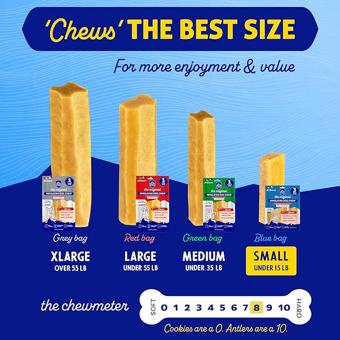 Himalayan Chew Original Yak Cheese Chew, Bacon, 3 Small Sticks, 1.1 oz, Gluten Free, Healthy Treats, Grain & Lactose Free 100% Natural, Long Lasting Chews for s Under 15 lbs
