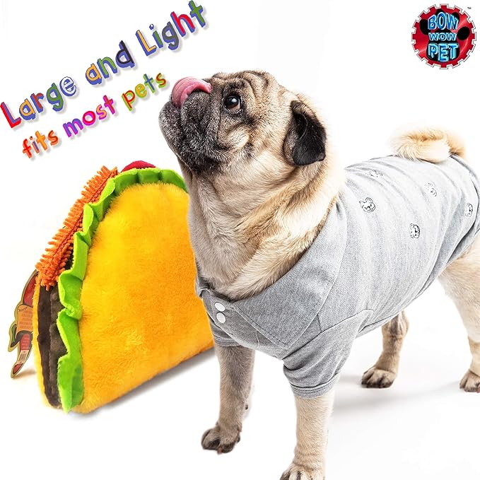 Bow Wow Pet Taco Food Dog Toy Squeaky Plush One Piece Pet Teeth Teasing Toy