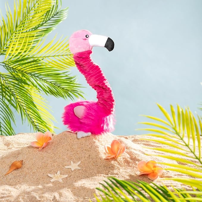 ZippyPaws Bungee Buddiez Plush Squeaky Dog Toy (Flamingo)