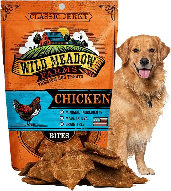 Classic Chicken Bites, Soft Jerky Treats for Dogs, Grain-Free & All-Natural, Ideal for Training, Portioning, and High-Value Rewards for All Breeds & Ages - 3.5 Ounce Pouch