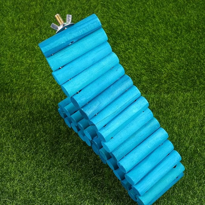 Mobestech Pet Wooden Ladder and Parrot Climbing Ladder with Round Wood Planks, 6X50Cm, Soft Climbing for Hamsters, Squirrels, and Birds, Cage Accessory for Small Pets