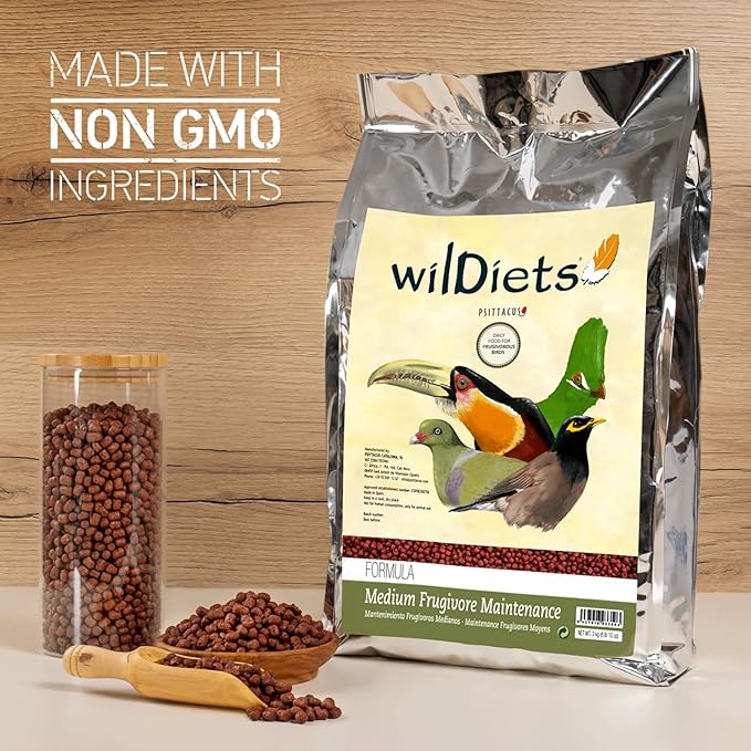 Psittacus Medium Frugivore Maintenance 6.6 lb | Low-Iron Breeding Pellet Diet for Medium Sized Fruit Eating Softbills Toucans Mynahs Turacos | Premium Food for Birds, 100% no-GMO