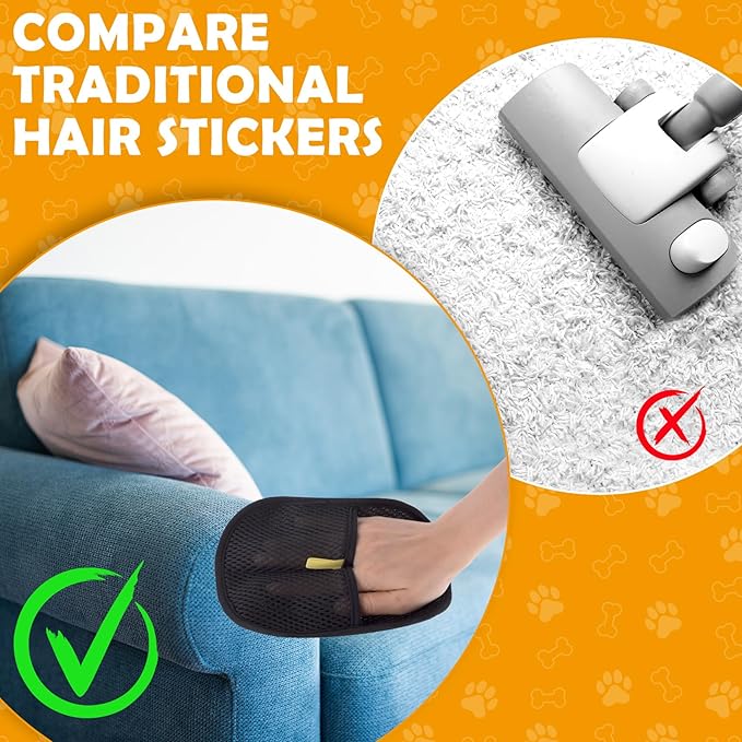 Pet Hair Removal Gloves for Cats and Dogs, Pet Hair Electrostatic Magic Brush Gloves, Efficient Pet Grooming Hair Remover Tools for Carpet, Couch, Laundry, Car Seat (1pcs, Black)