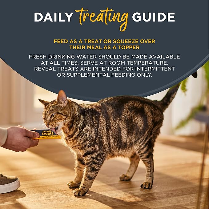 Reveal Natural Creamy Lickable Purée Cat Treats, Grain Free and Made with Limited Ingredients, Variety Selection Squeeze Up Cat Treats (20 x 0.5 oz Pouches)
