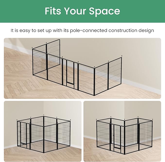 Dog Playpen 40 Inch 8 Panels, Heavy Duty Metal Pet Playpen Indoor Outdoor for Camping, Yard, RV, Garden Fence, Privacy Patio, Black