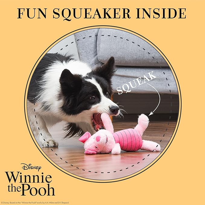 Disney for Pets Winnie the Pooh: Piglet Plush Buddy for Dogs Dog Toys | Plushie Toy for Pets with Squeaker | Squeaky Fabric Fun-Plush for Pups, 9 Inch