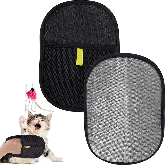 Pet Hair Removal Gloves for Cats and Dogs, Pet Hair Electrostatic Magic Brush Gloves, Efficient Pet Grooming Hair Remover Tools for Carpet, Couch, Laundry, Car Seat (2pcs, Black)
