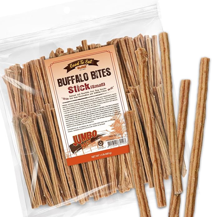 Gootoe Buffalo Dog Treats, Natural Low-Fat Chews for Training & Rewards, Limited Ingredient, Puppy Treats for Small Dogs & Puppies, Buffalo Bites Stick (Small), 1.5 lb