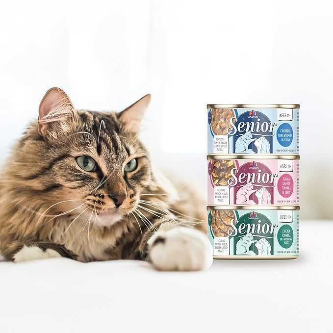 Weruva Senior Cat Food, Tuna and Salmon in Gravy, 5.5oz Can, Pack of 8