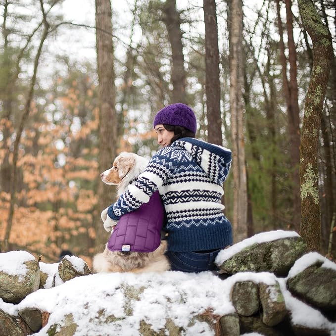 Kurgo Loft Dog Jacket - Reversible Cozy Coat for Outdoor Adventures - Water Resistant - Athletic Fit - Machine Washable Fabric - Reflective Dog Gear - X-Small - Deep Violet
