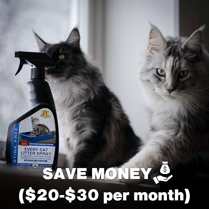 Every Cat Litter Spray Odor Eliminator - Urine Enzyme Cleaner & Deodorizer Cuts Litter Box Changes in Half! 24 oz Cat & Pet Odor Deodorizer