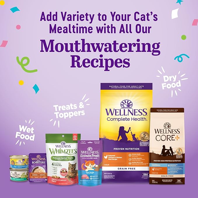 Wellness Appetizing Entrées Shredded Adult Wet Cat Food, Natural, Protein Rich, Grain Free, Chicken Recipe, 2.8 oz, Pack of 8 Pouches