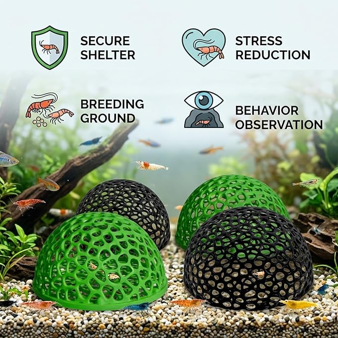 4Pcs Shrimp Hides for Aquarium, Creating Natural Habitat Environments for Breeding Shrimp Colonies and Reducing Aquatic Pet Stress, Ideal for Tropical Fish and Shrimp Keepers