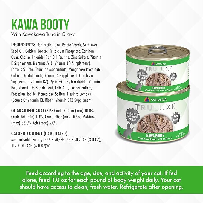 Weruva Truluxe Cat Food, Kawa Booty with Kawakawa Tuna in Gravy, 3oz Can, Pack of 24