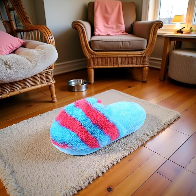 BWESOO Rose Red Blue Cute Pet Puppy Dog Cat Slipper Shape Plush Slipper Sound Chew Toys Dog Squeak Plush Toys Shape Tooth Cleaning Chew Play