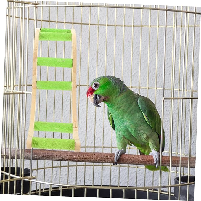 POPETPOP Hamster Climbing Ladder Toy Wooden Bird Cage Ladder Grinding Claw Feature Parrot Cage Accessories for Small Pets and Birds