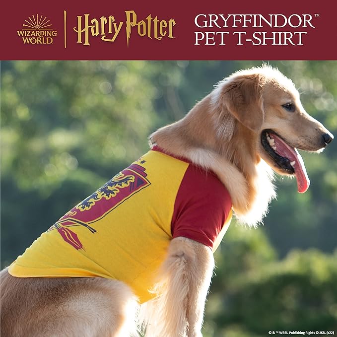 Harry Potter Gryffindor Dog T-Shirt - Pet Costume Shirt for Dogs - Officially Licensed Dog Apparel & Accessories for Hogwarts Houses, Size Large