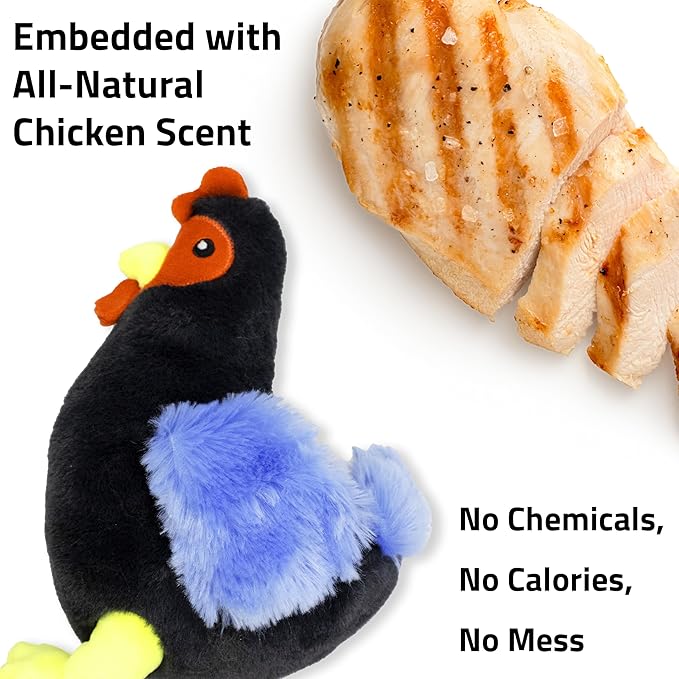 Playology Dog Toys | Plush Hen Stuffed Animal for Dogs | Chicken Scented Medium Toy that Clucks | Plush Chew Toy for Dogs