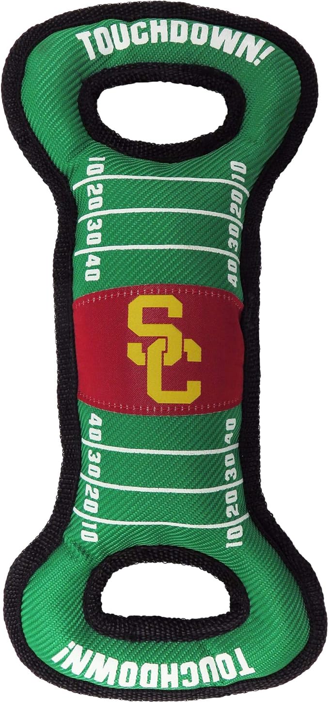 NCAA Football Field Dog Toy with Squeaker. - USC Tigers - for Tug, Toss, and Fetch. - Tough& Durable PET Toy