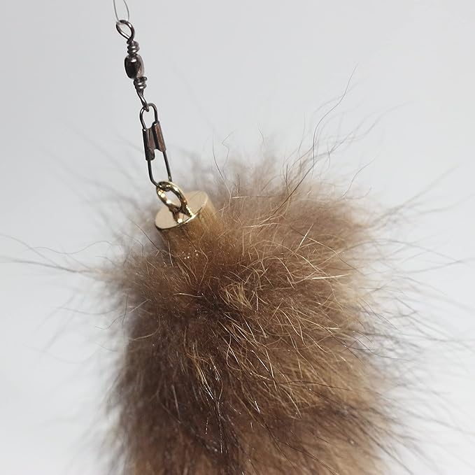 Fosrion Real Raccoon Tail Fur Dog Bites Toy with Three Section Retractable Carbon Fiber Rod (Raccoon Tail)