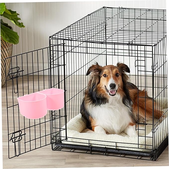 Double Dog Cat Bowl Pet Hanging Feeder Crate Bowl Holder Parrot Pigeon Bird Cage Portable Dog Water Feeder