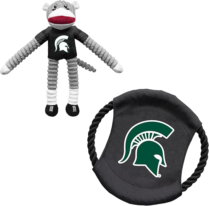 Littlearth NCAA Unisex NCAA Sock Monkey and Flying Disc Pet Toy Combo Set