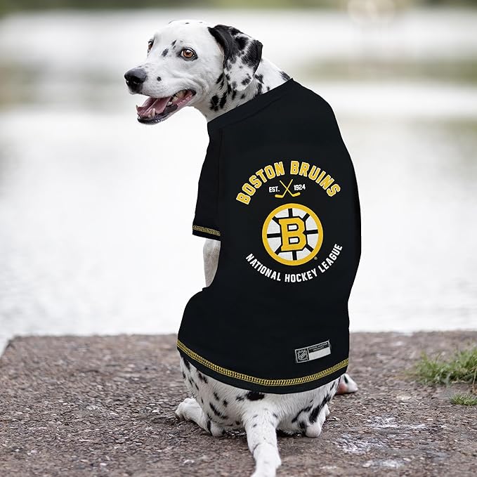 NHL Tee - Boston Bruins Ice Hockey Dog Shirt, Size: X-Large. Soft, Breathable, Stretchable & Washable XL Pet Shirt. Cool & Fashionable for Bruins Fans!